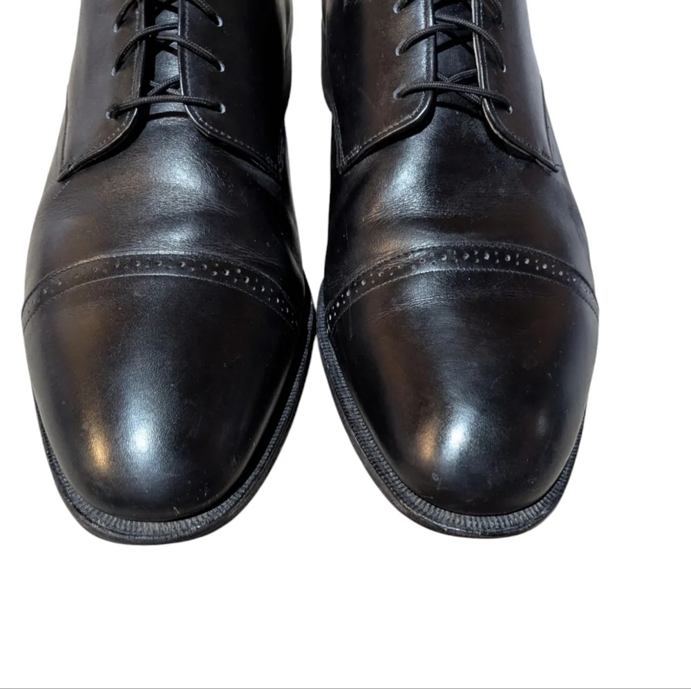 Johnston & Murphy Shoes Optima Black Leather Cap Toe Dress Size 12